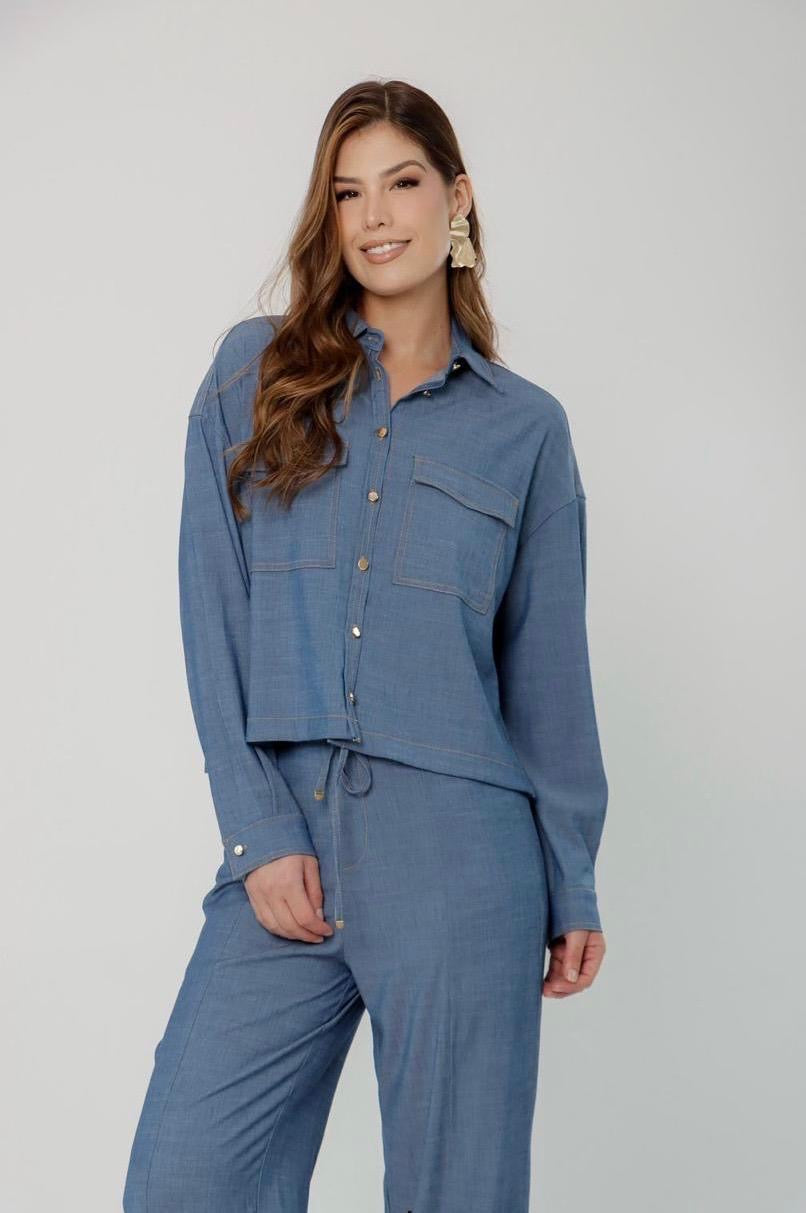 Set denim camisa pants