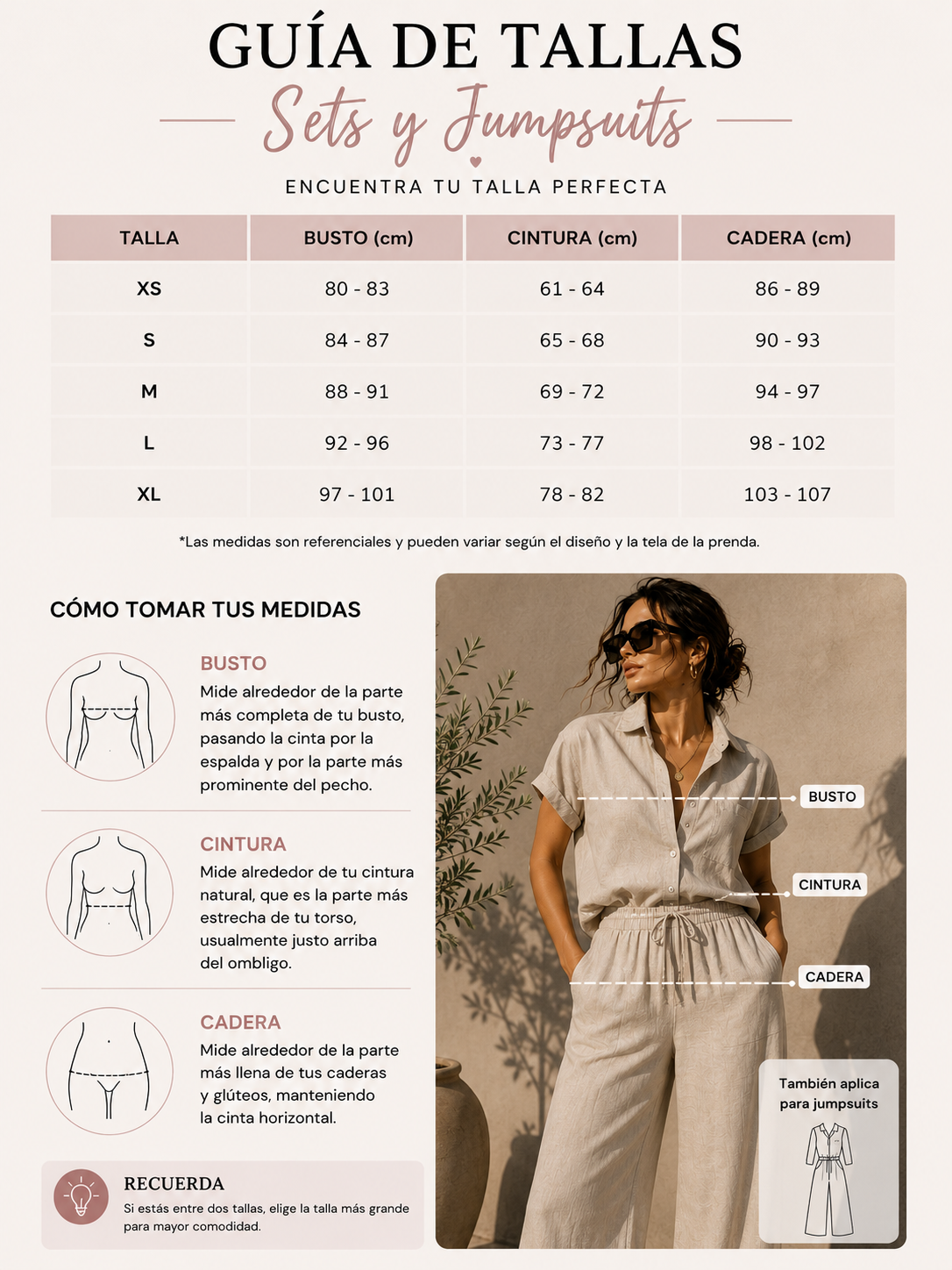 Guía de tallas de Set Blusón Estampado