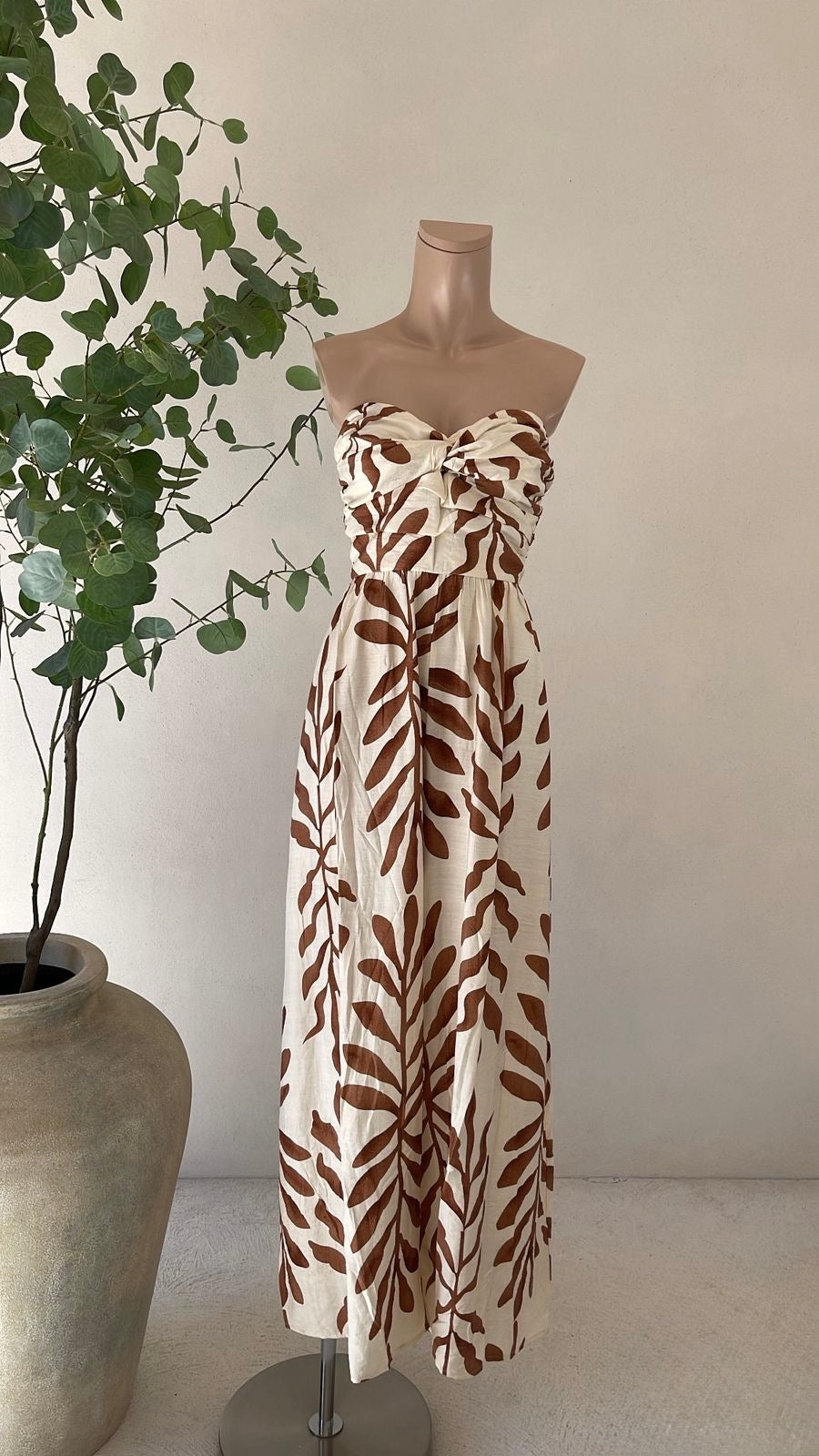 Palazzo Estampado Café Strapless