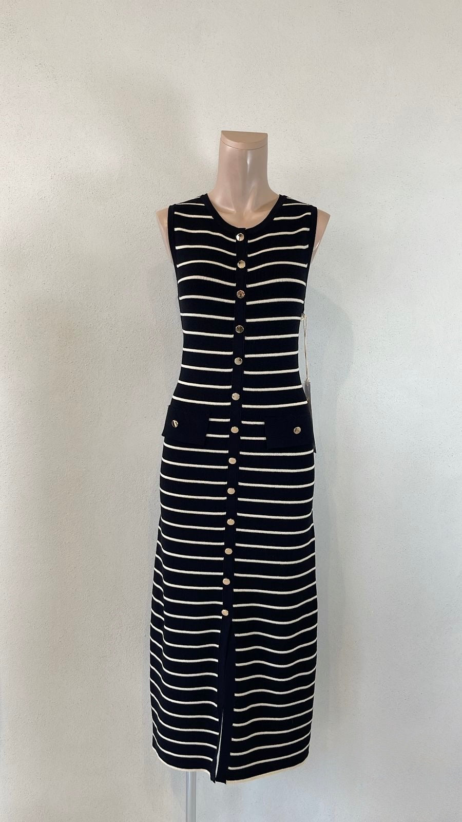 Vestido Rayas Tejido Botones