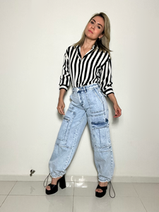Jeans Cargo Claro Denim