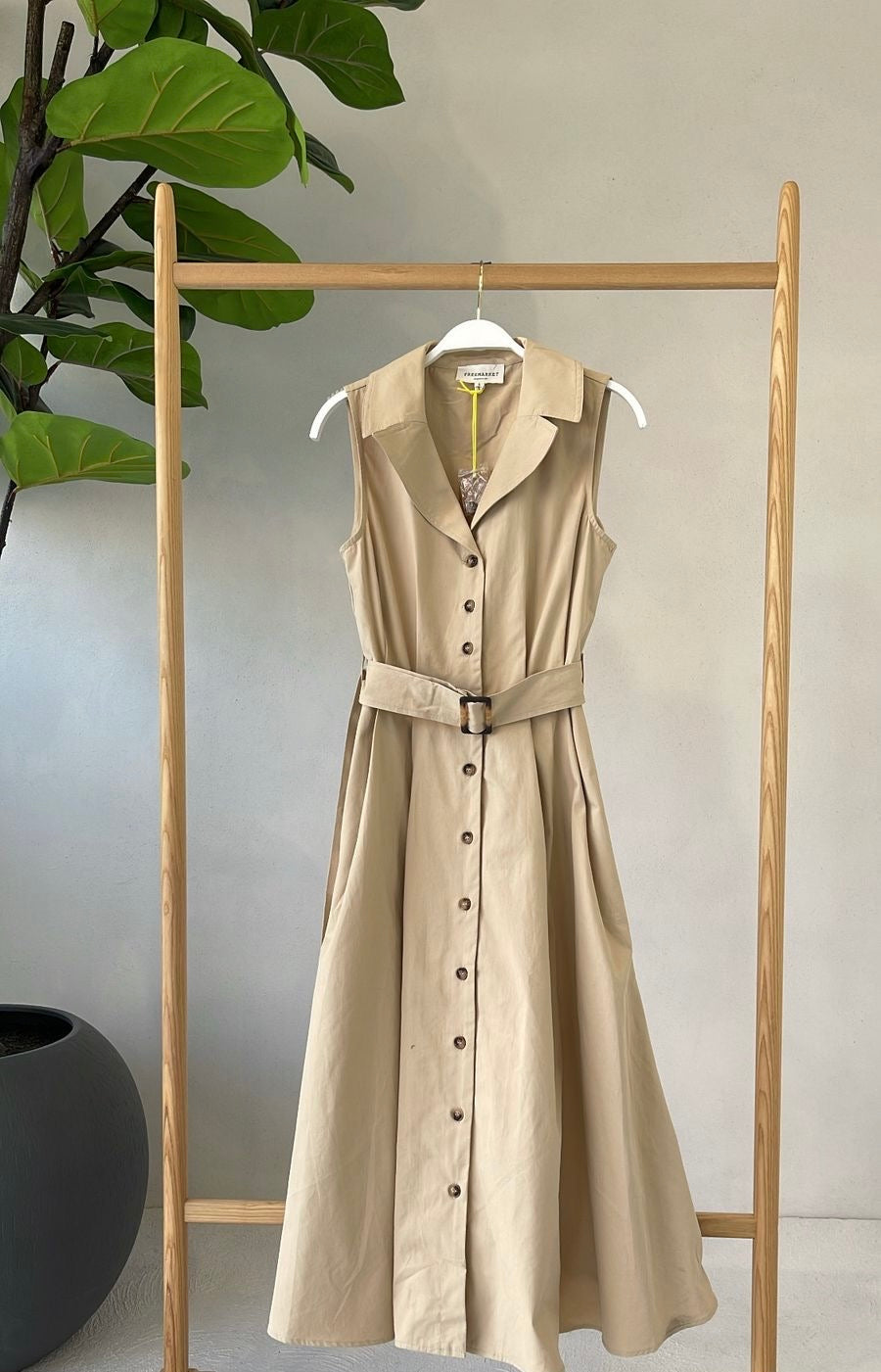 Maxi Vestido Beige Cinto