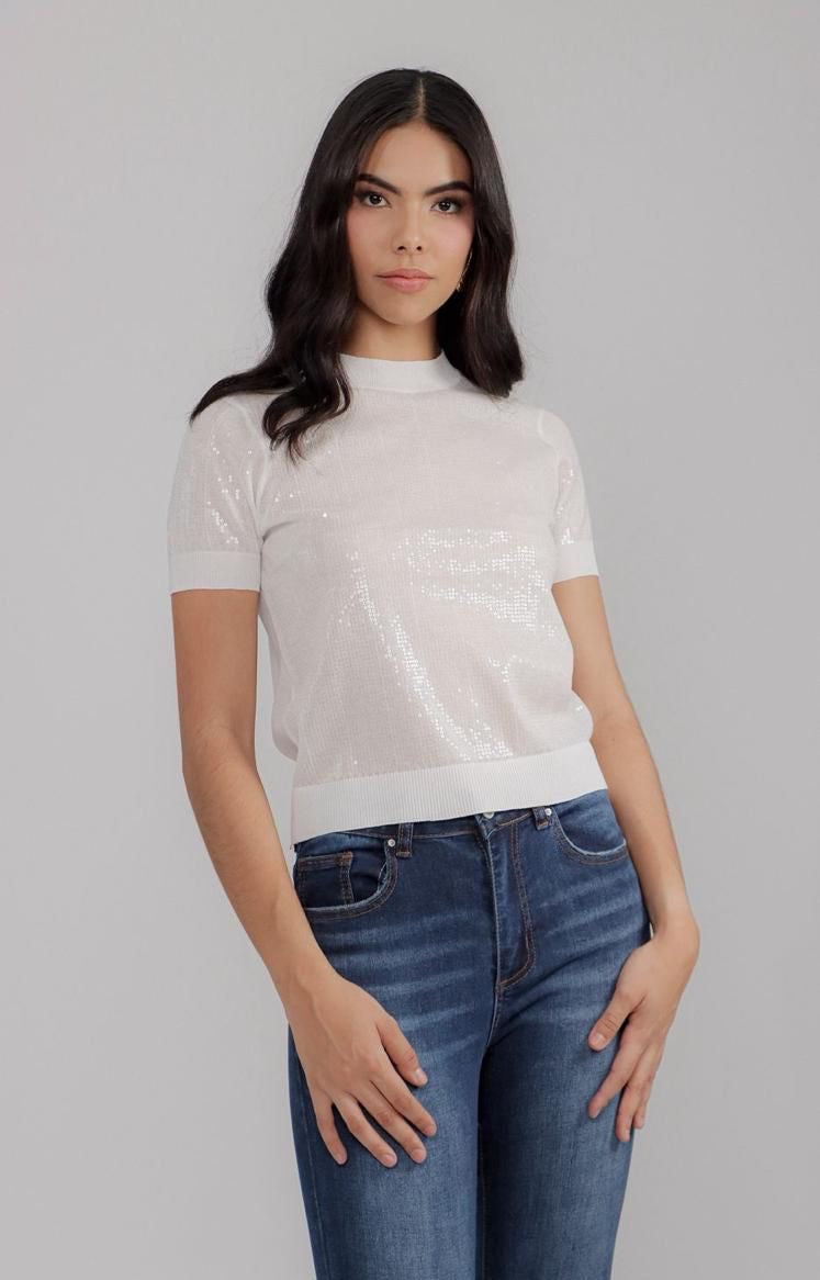 Blusa Sequin Blanca