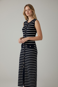 Vestido Rayas Tejido Botones
