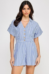 Jump Suit Azul Rayas