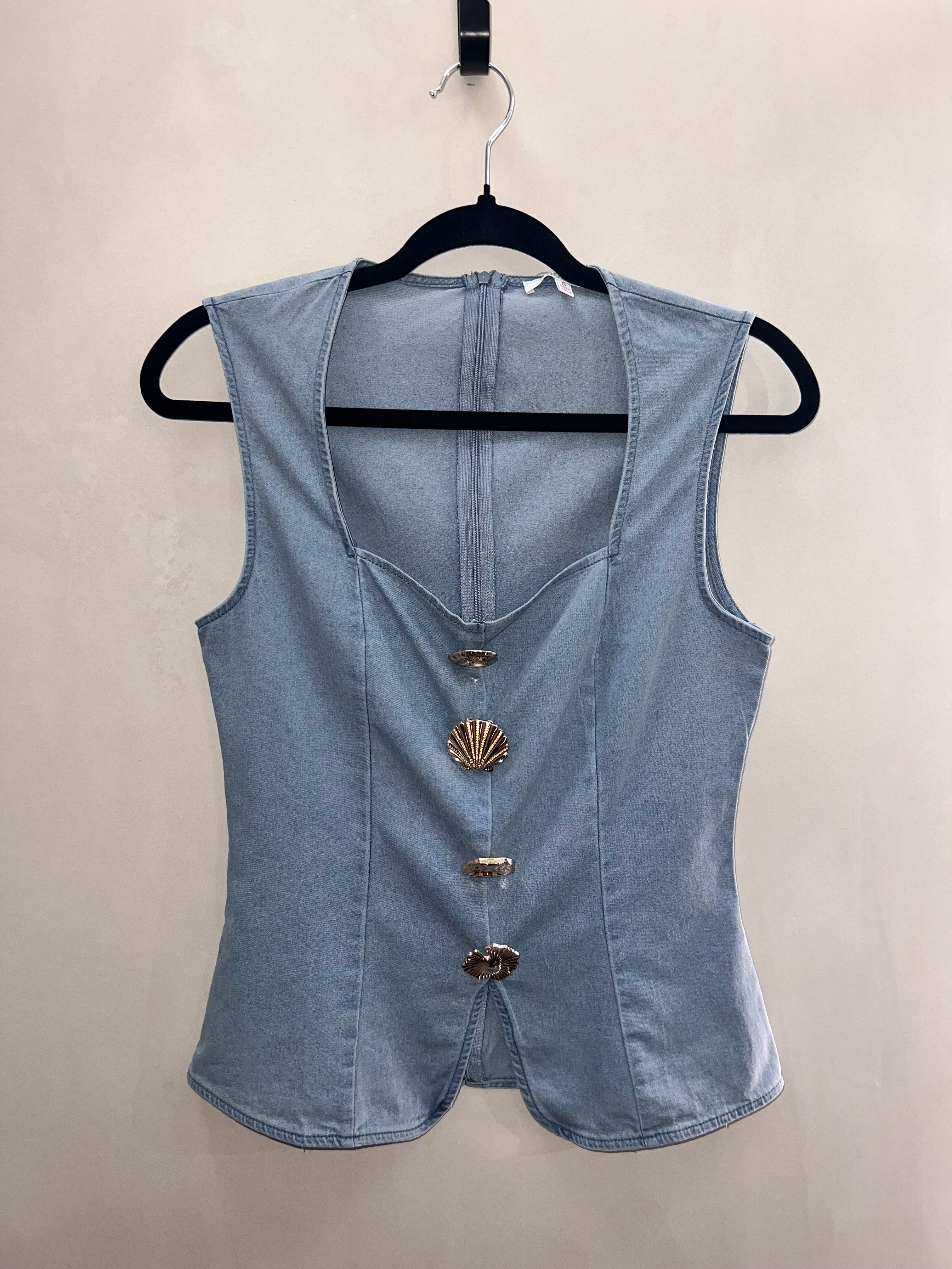 Chaleco Denim Broches