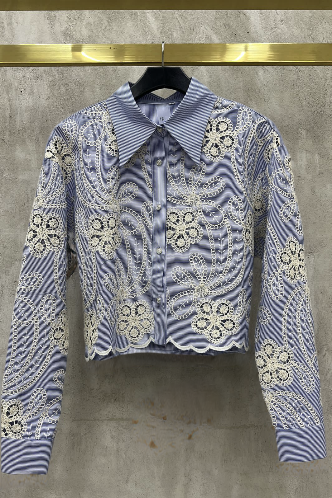 Camisa Azul Encaje