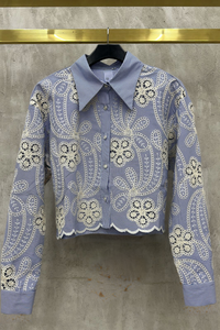 Camisa Azul Encaje