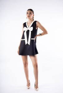 Mini Vestido B/N Moño