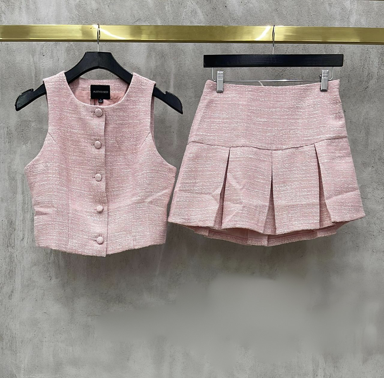 Set Rosa Chaleco Mini Falda