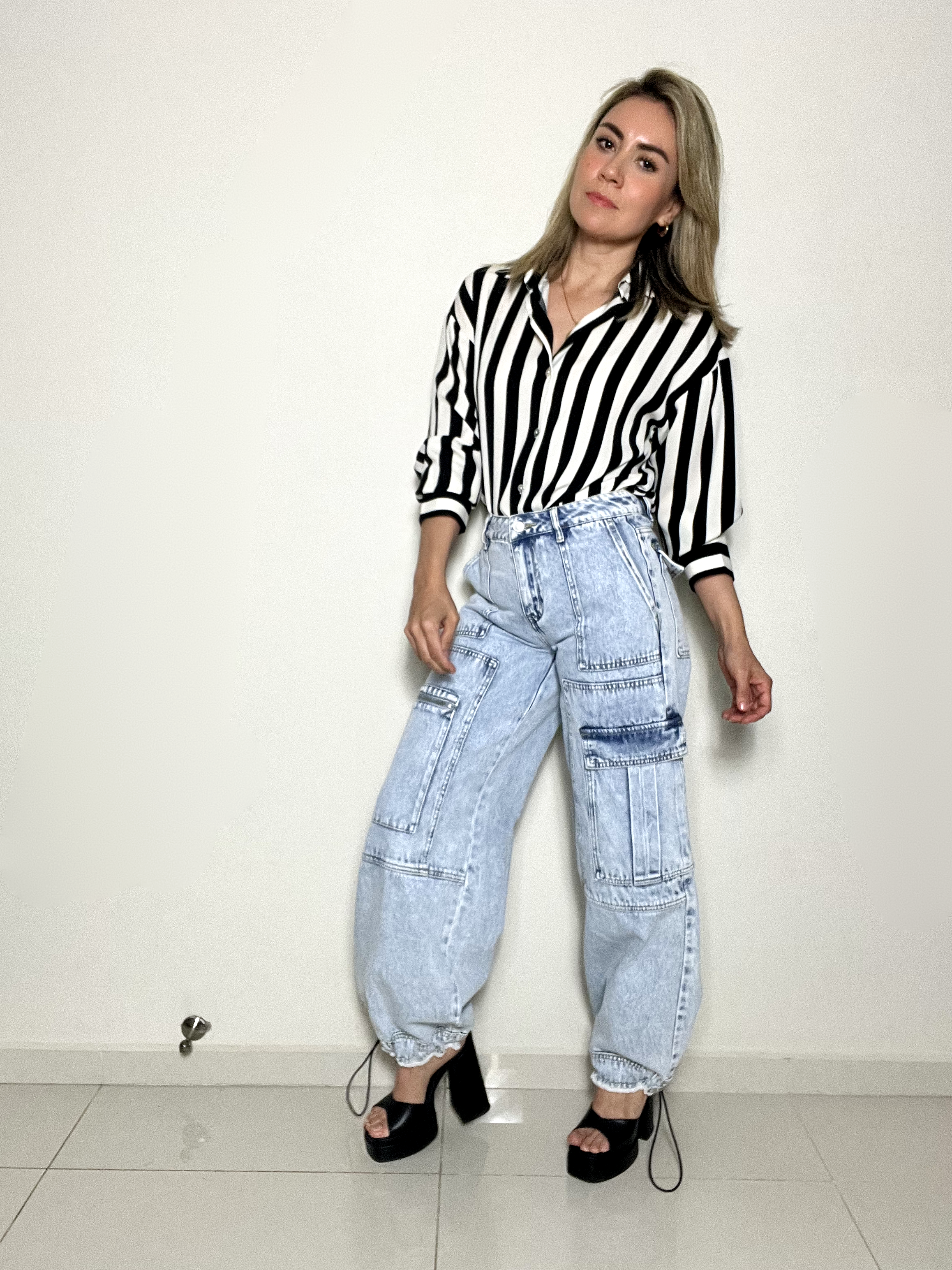 Jeans Cargo Claro Denim