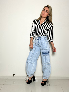 Jeans Cargo Claro Denim