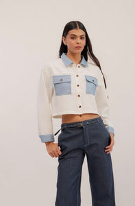 Camisa Blanca /Azul Corta