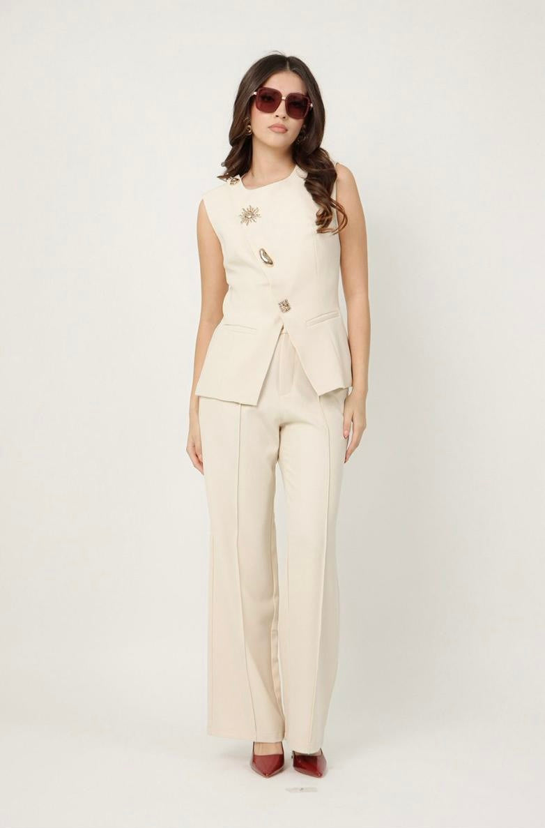 Set Ivory Chaleco Cruzado