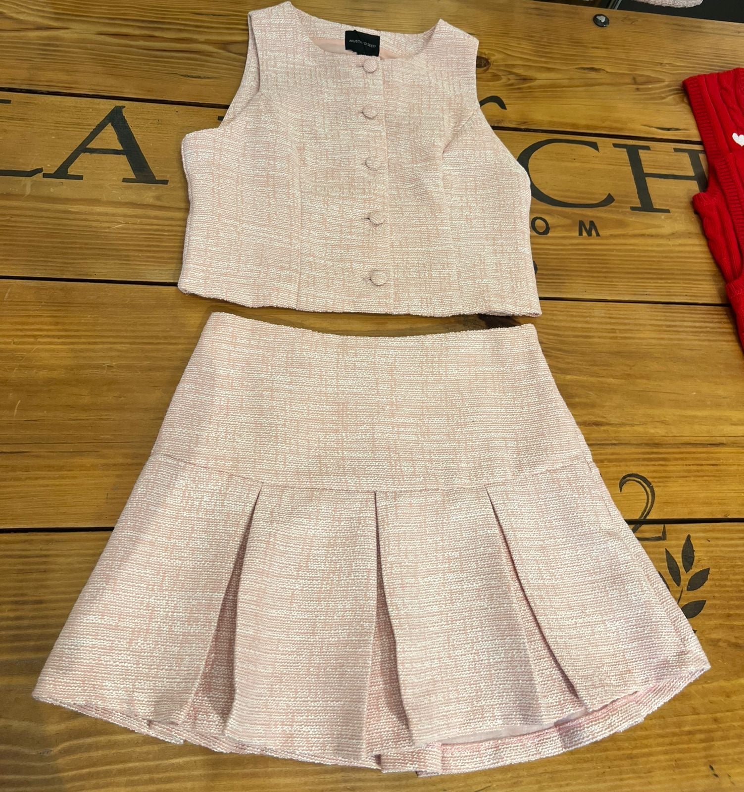 Set Rosa Chaleco Mini Falda