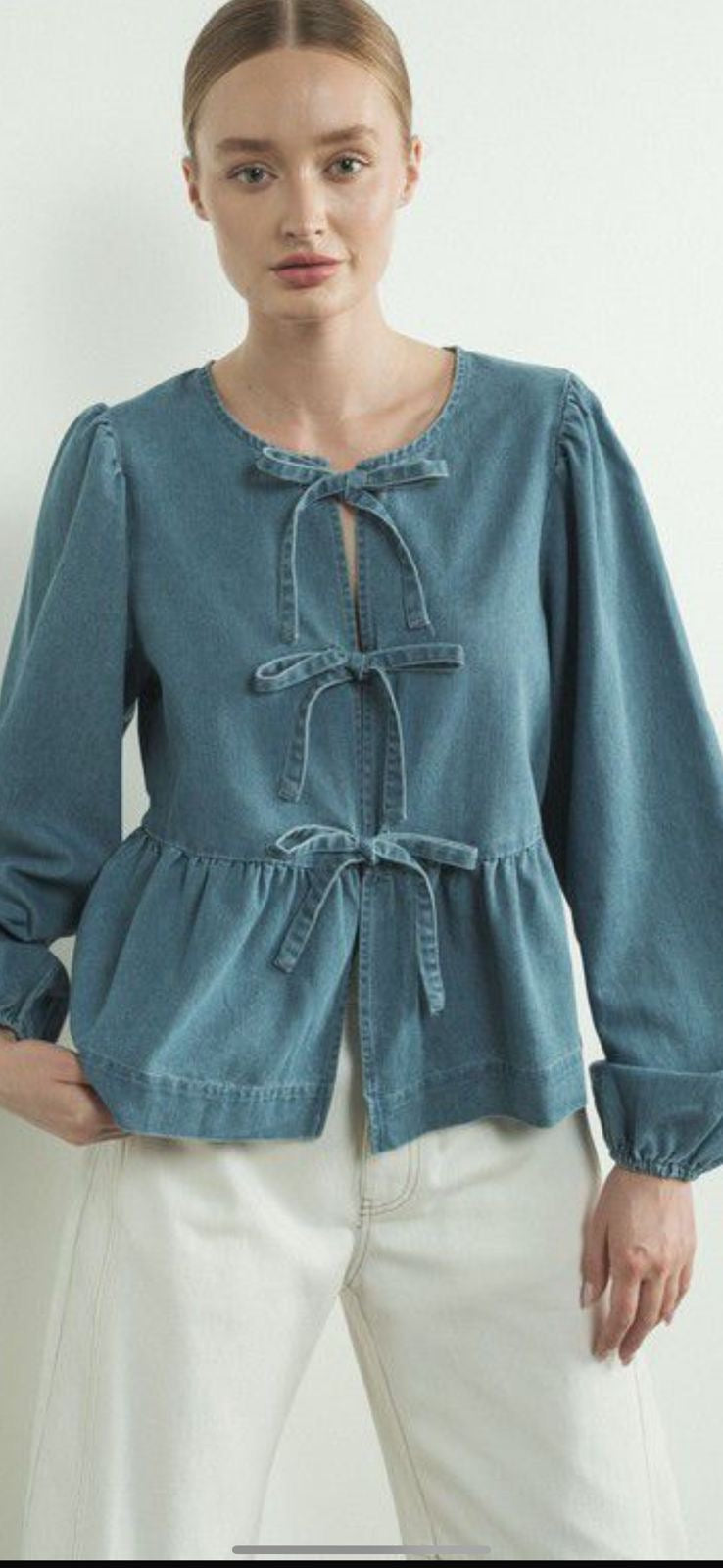 Blusa Denim Oscura Coquette