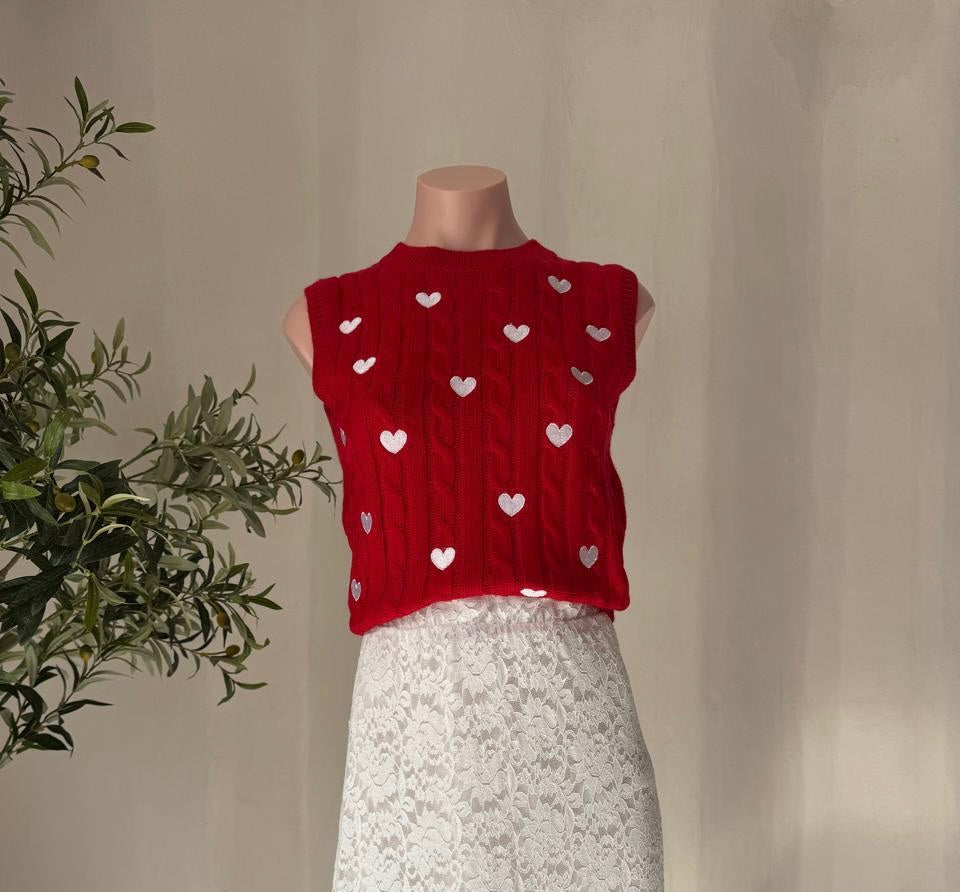 Chaleco Rojo Corazones