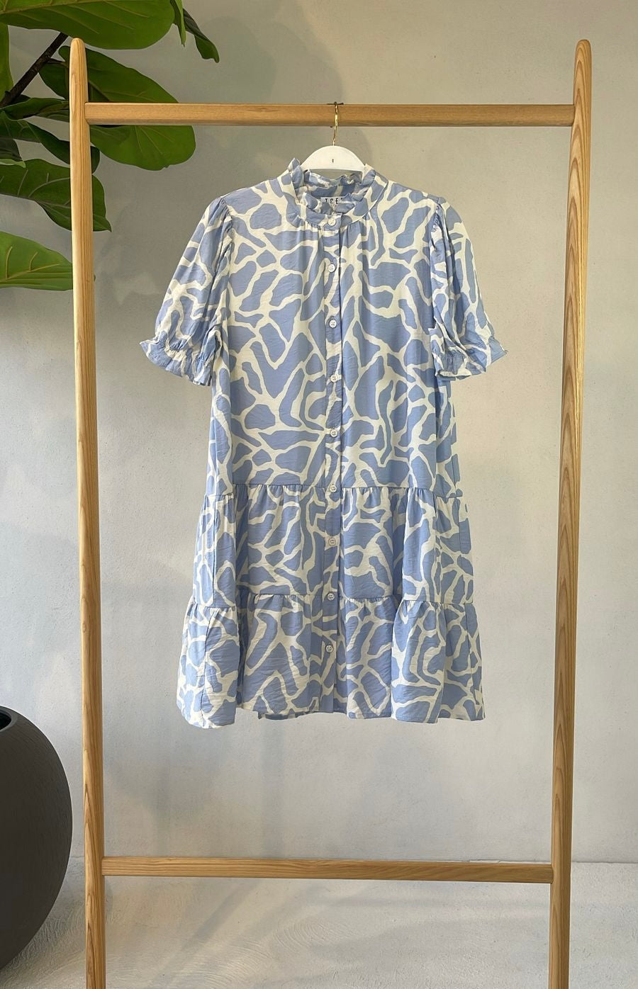 Vestido Recto Azul Blanco