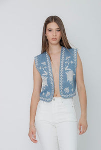 Chaleco azul Boho