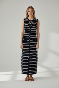 Vestido Rayas Tejido Botones