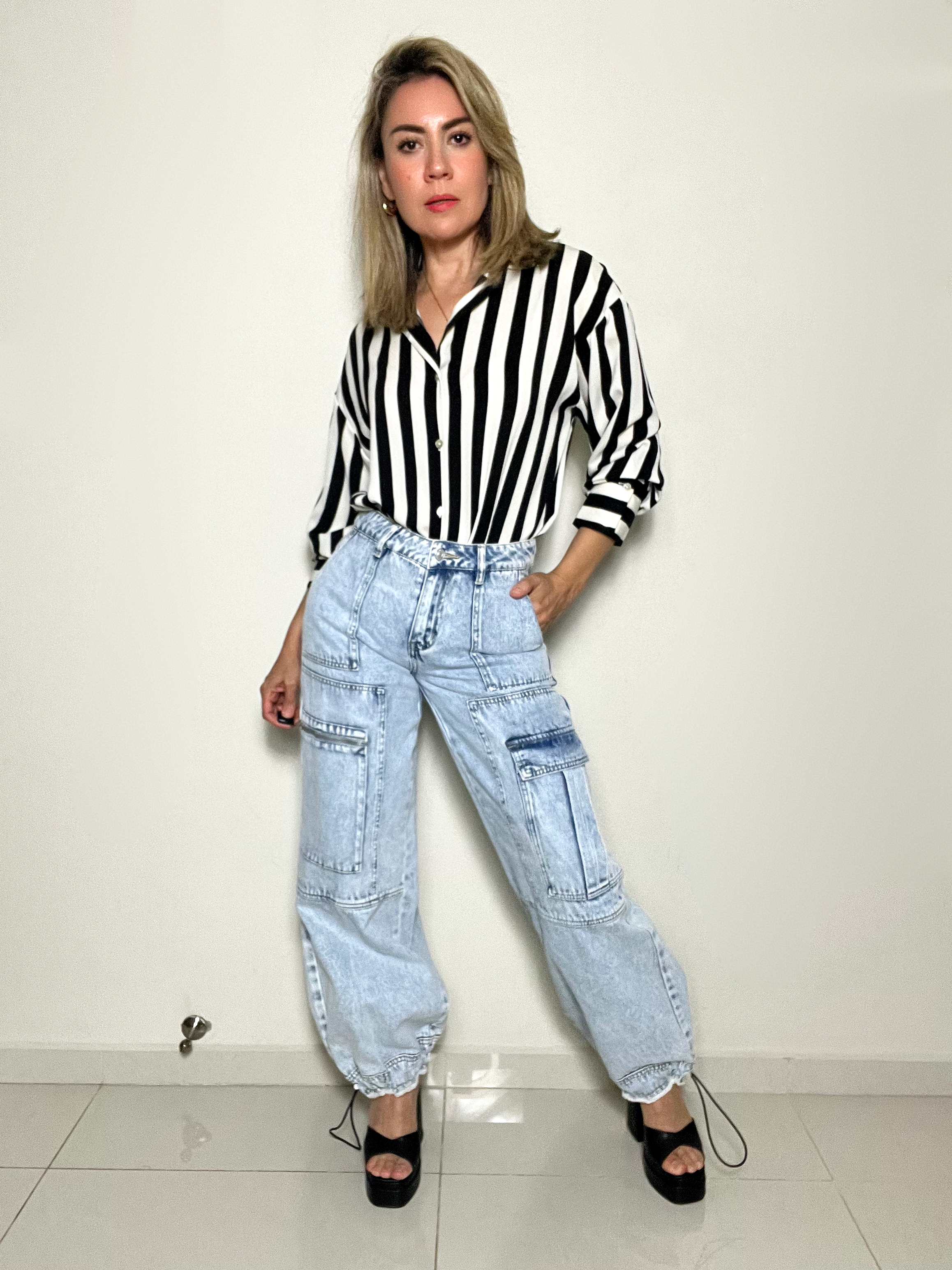 Jeans Cargo Claro Denim