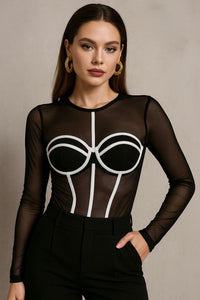 Body Mesh Corset Blanco