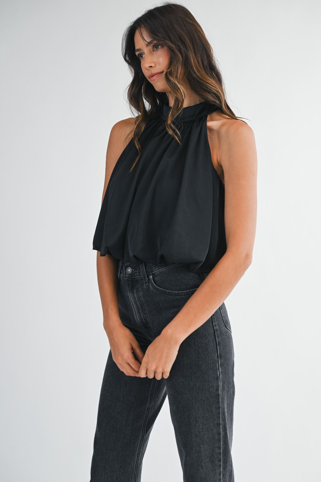 Top Halter Globo Negro