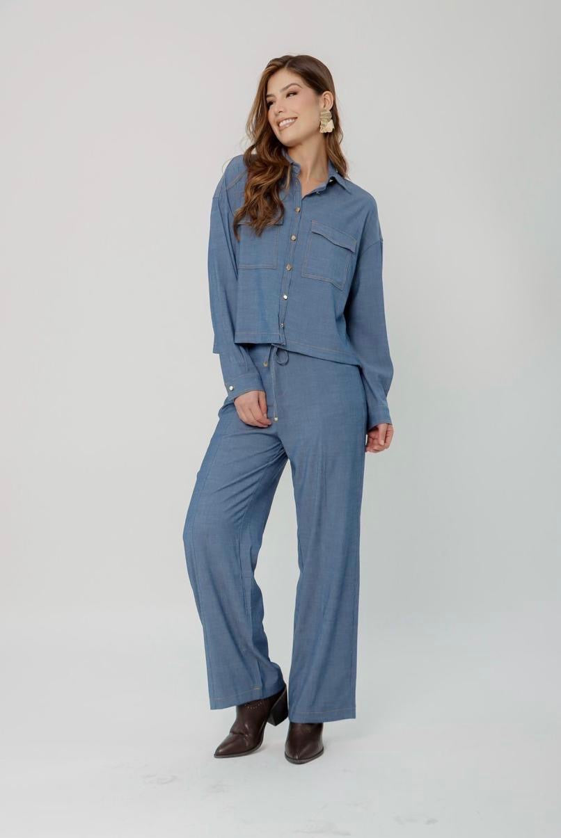 Set denim camisa pants