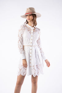 Vestido Encaje Cinto Cadena
