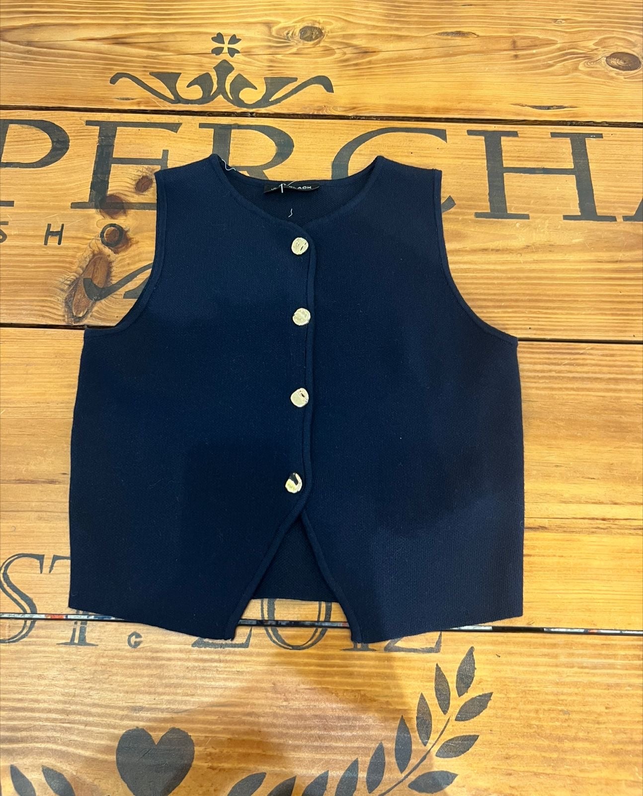 Blusa Azul Tejida Botones