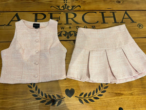 Set Rosa Chaleco Mini Falda