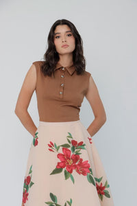 Crop Top Café Cuello