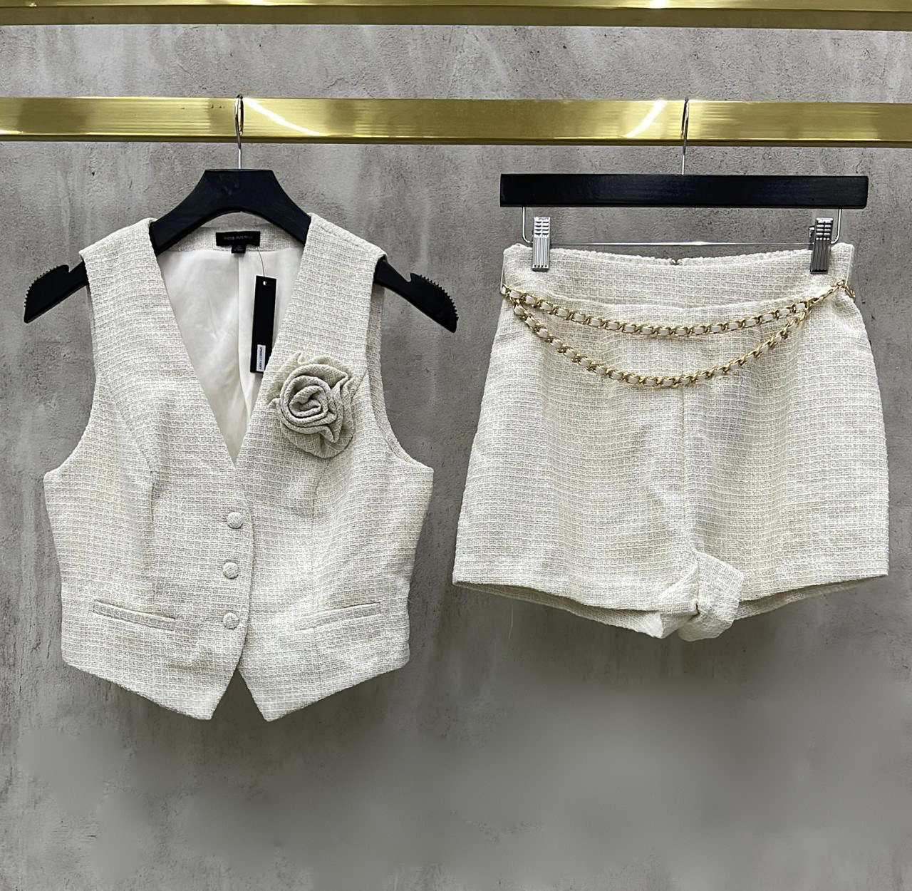 Set Beige Chaleco Short