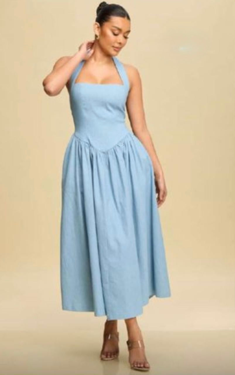 Maxi Azul Halter Midi