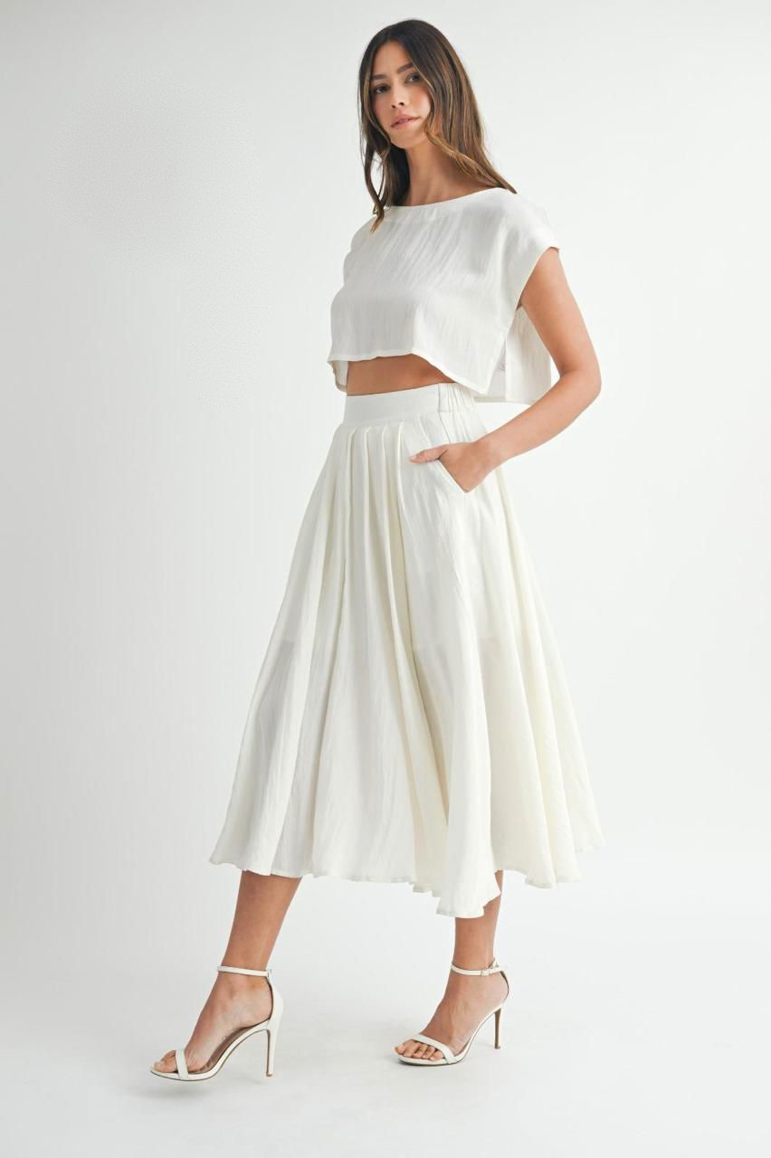 Set Ivory Crop Falda