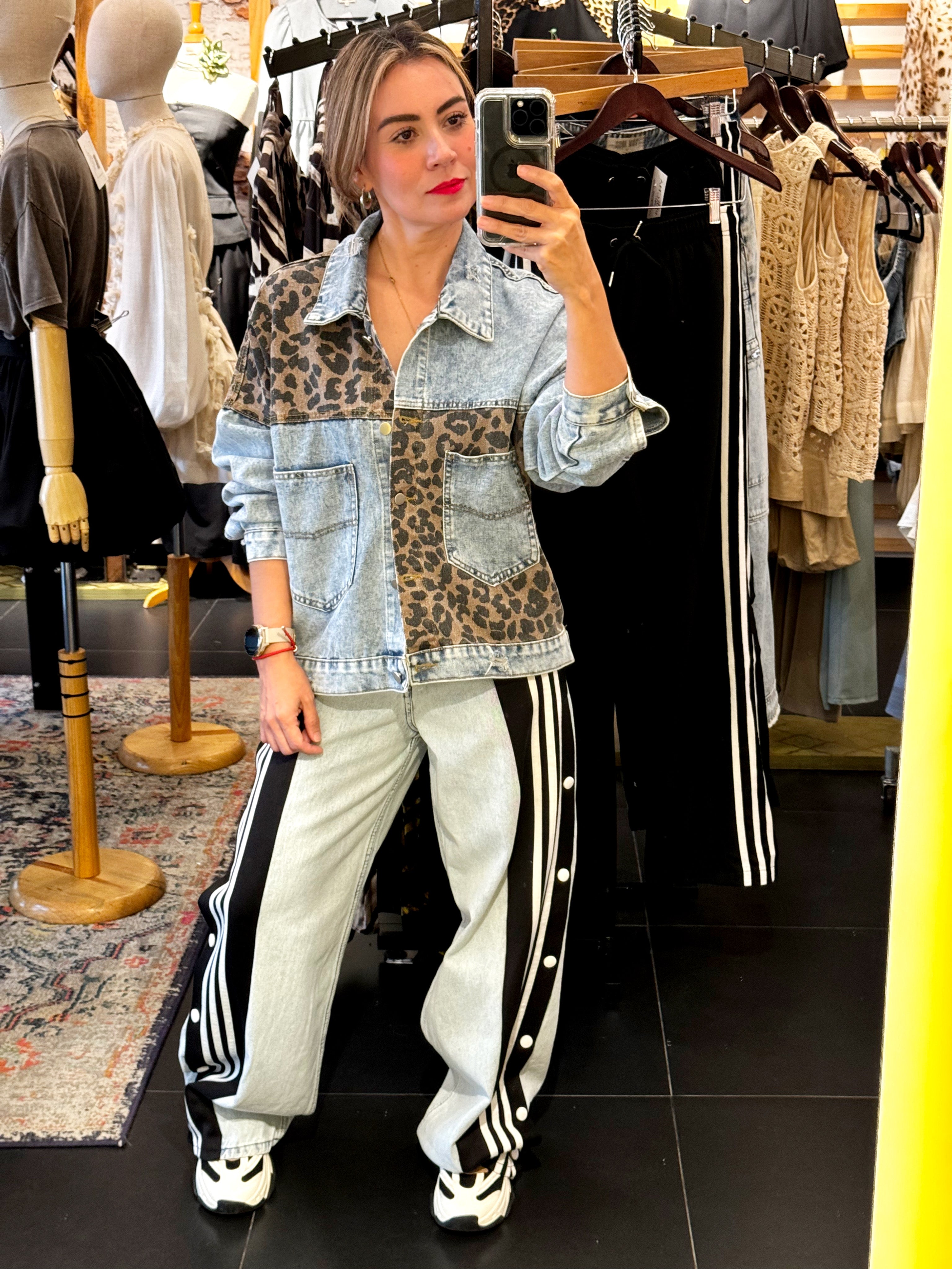 Jeans Negros Rayas Botones