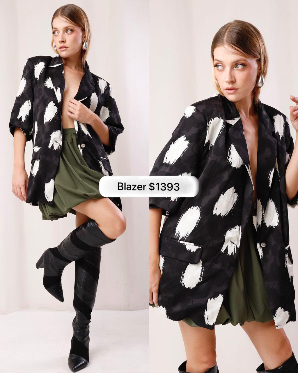 Blazer Blanco Negro Manchas