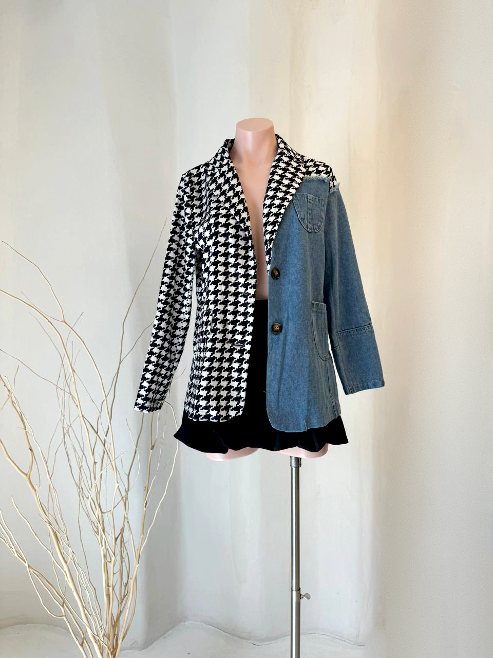 Blazer Denim Houndstooth