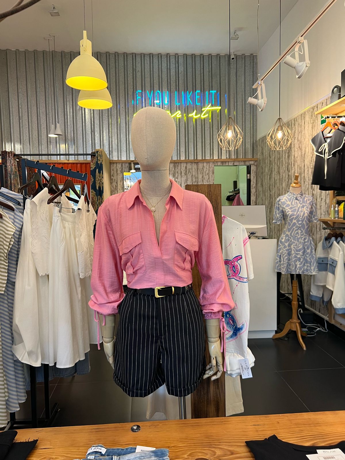 Camisa Rosa Corta Jareta