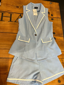 Set Azul Chaleco Largo