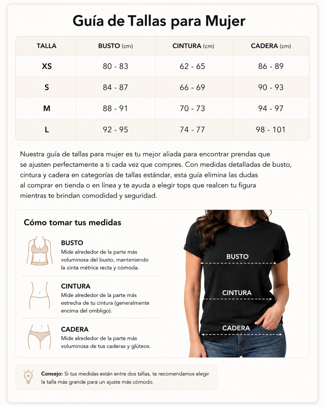 Guía de tallas de Top Halter Blanco